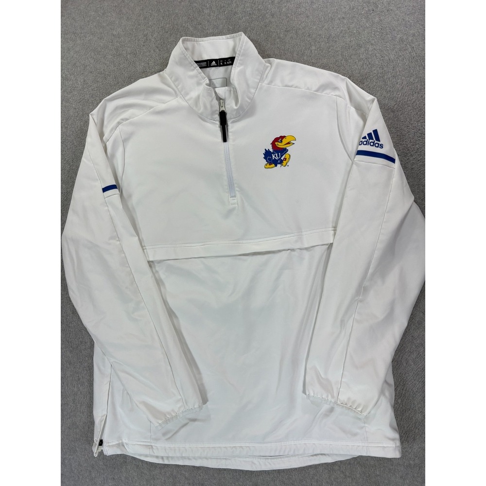 Kansas Jayhawks Screened Logo 1/4 Zip Campus Pullover (Men's XL) White